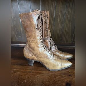 Antique Victorian Brown Leather Boots